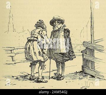 Gazette des beaux-arts . la mode de Louis XIII,assis sur onu banc contre de belles tapisseries. Il est parfait; quon leregarde de près ou de lombo, su trouvera aspetto onu général eccellente etune foule de détails exquis, tels que les mains et les pieds. Jaime moinsles figure de militaires sur fond blanc, bien quelles soient des modèlesdexécution. La Barricade est onu grand tableau de bataille qui tiendraitdans le creux de la main. Tour de force à parte, il reste une composi-zioni très dramatique, admirablement agencée. Le Déménagement inler- SOGIÉTK DAQUARELLISTES FRANÇAIS. /|99 rompu représente des Foto Stock