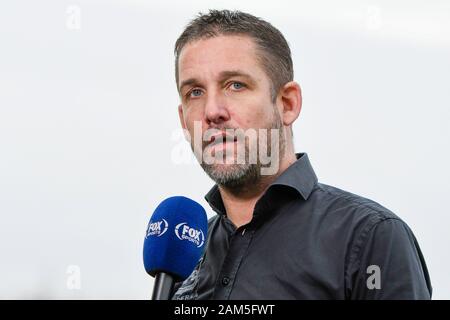 Spakenburg, Paesi Bassi. Xi gen, 2020. SPAKENBURG, 11-01-2020, Sportpark de Westmaat, Tweede Divisie, IJsselmeervogels - HHC Hardenberg, stagione 2019/2020, (C) HHC Hardenberg trainer Gert Jan Karsten durante il match IJsselmeervogels - HHC Hardenberg Credito: Pro scatti/Alamy Live News Foto Stock