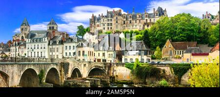 Impressionante villaggio di Saint Aignan, Valle della Loira, Francia. Foto Stock