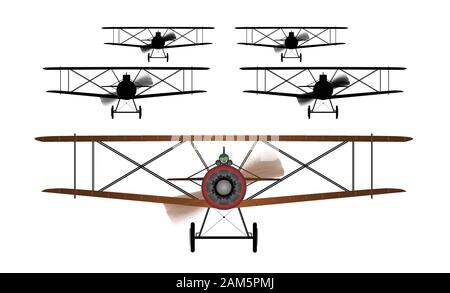 Un WWI RFC aerei da combattimento in formazione Illustrazione Vettoriale