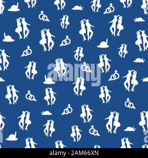 Retrò seamless pattern con danze etniche jazz persone. Coppia di amanti. Afro gli esseri umani. Vettore illustrazione del fumetto. Tessili swing dance stampa. Backgro Illustrazione Vettoriale