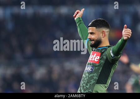 Roma, Italia. 11 gen 2020. Lorenzo insigne di Napoli gesti durante il campionato italiano di Serie A partita di calcio tra la SS Lazio e SSC Napoli on gennaio 11, 2020 allo Stadio Olimpico di Roma, Italia - Foto Federico Proietti/ESPA-Imaes Credito: Lo sport europeo Agenzia fotografica/Alamy Live News Foto Stock