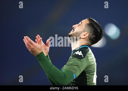 Roma, Italia. 11 gen 2020. Kostas Manolas di Napoli reagisce durante il campionato italiano di Serie A partita di calcio tra la SS Lazio e SSC Napoli on gennaio 11, 2020 allo Stadio Olimpico di Roma, Italia - Foto Federico Proietti/ESPA-Imaes Credito: Cal Sport Media/Alamy Live News Foto Stock