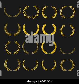Corona di alloro set di simboli. Elementi vintage Illustrazione Vettoriale