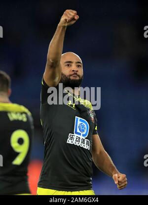 Southampton Nathan Redmond festeggia dopo il match di Premier League al King Power Stadium, Leicester. Foto Stock