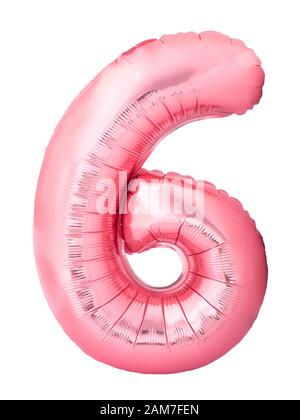 Numero 6 sei fatto di palloncino gonfiabile oro rosa isolato su sfondo  bianco. Sconto e vendita, concetto di compleanno e formazione Foto stock -  Alamy