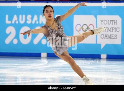 Losanna, Svizzera. Xi gen, 2020. Voi giovani di Corea del Sud compie durante le donne single breve programma di pattinaggio di figura caso al terzo inverno Olimpiadi della Gioventù a Losanna, Svizzera, 11 genn. 2020. Credito: Wang Jianwei/Xinhua/Alamy Live News Foto Stock