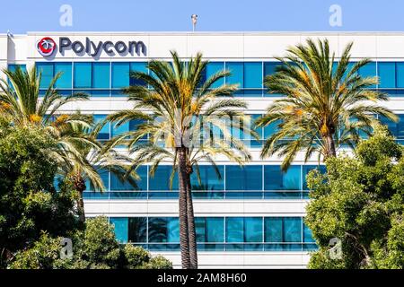 13 agosto 2019 San Jose / CA / USA - Polycom HQ in Silicon Valley; Polycom, Inc è una multinazionale americana che sviluppa video, voce e. Foto Stock
