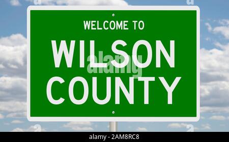 Il rendering di un verde 3d autostrada segno per Wilson County Foto Stock