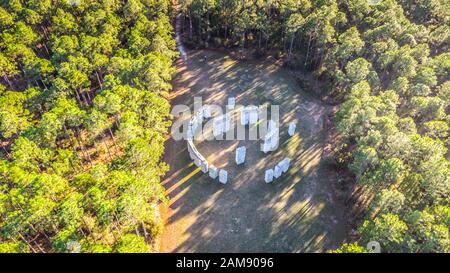 Stonehenge si trova a Bamahenge Aerial View, Alabama USA Foto Stock