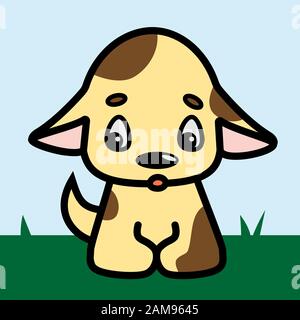 Simpatico vettore di cucciolo di cane piccolo. Cartoon cane animale domestico illustrazione vettore isolato da sfondo. Illustrazione Vettoriale