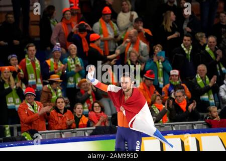 10-01-2020 SCHAATSEN: ISU EK AFSTANDEN: Heerenveen Thomas Krol durante i Campionati europei di pattinaggio di velocità ISU il 10 gennaio 2020 a Heerenveen, Paesi Bassi. Foto di SCS/Soenar Chamid Foto Stock