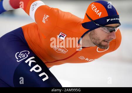 10-01-2020 SCHAATSEN: ISU EK AFSTANDEN: Heerenveen Thomas Krol durante i Campionati europei di pattinaggio di velocità ISU il 10 gennaio 2020 a Heerenveen, Paesi Bassi. Foto di SCS/Soenar Chamid Foto Stock