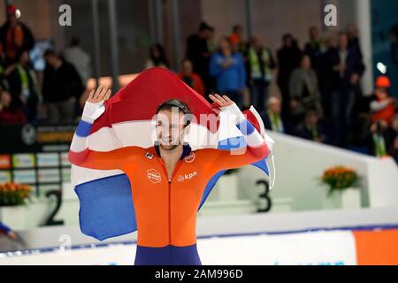 10-01-2020 SCHAATSEN: ISU EK AFSTANDEN: Heerenveen Thomas Krol durante i Campionati europei di pattinaggio di velocità ISU il 10 gennaio 2020 a Heerenveen, Paesi Bassi. Foto di SCS/Soenar Chamid Foto Stock