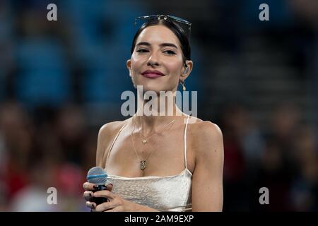 Sydney, Australia. 12th Gen 2020. La Veronicas si esibisce durante la finale della Coppa ATP 2020 presso la Ken Rosewall Arena di Sydney, Australia, il 12 gennaio 2020. Foto Di Peter Dovgan. Credit: Uk Sports Pics Ltd/Alamy Live News Foto Stock