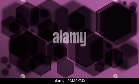 Bellissimo effetto bokeh geometrico nero su sfondo rosa Foto Stock