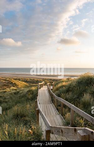 Ynyslas Sandunes in Ceredigion Mid wales. Questa sfera di Bio è un hoppsot gallese di festa, la fauna selvatica stupefacente, la natura e i tramonti. Foto Stock