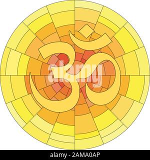 Simbolo buddista immagine vettoriale Ohm su sfondo bianco. Om. Illustrazione Vettoriale