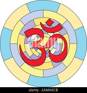 Simbolo buddista immagine vettoriale Ohm su sfondo bianco. Om. Illustrazione Vettoriale