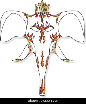 Elefante da disegno, per libro da colorare per adulti o altre decorazioni. Illustrazione vettoriale in bianco e nero. Illustrazione Vettoriale