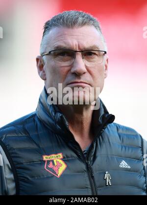 Il responsabile di Watford Nigel Pearson durante la partita della Premier League al Vitality Stadium, Bournemouth. Foto Stock