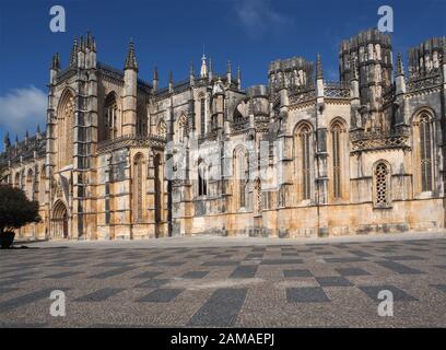 Monastero di Batalha con una famosa chiesa e mostra nella regione del Centro del Portogallo Foto Stock