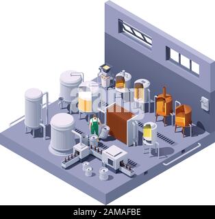 Birrificio vettoriale isometrico artigianale Illustrazione Vettoriale