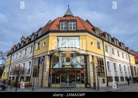 John Paul II Hotel a Ostrow Tumski, la parte più antica della città di Wroclaw nella regione della Slesia in Polonia Foto Stock