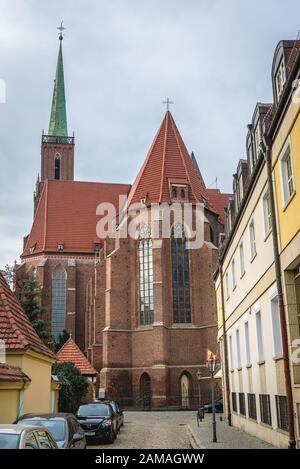 Chiesa collegiata di Santa Croce e San Bartolomeo in Ostrow Tumski, la parte più antica della città di Wroclaw in Slesia regione della Polonia Foto Stock