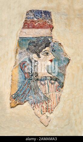 Primo piano del minoico ' Camp Stool' pareti affresco d'arte dalla ala ovest del Palazzo di Knossos, 1450-1300 a.C. Museo Archeologico Di Heraklion. Questo Minoa Foto Stock