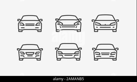 Icona auto impostata in stile lineare. Illustrazione del vettore di trasporto Illustrazione Vettoriale