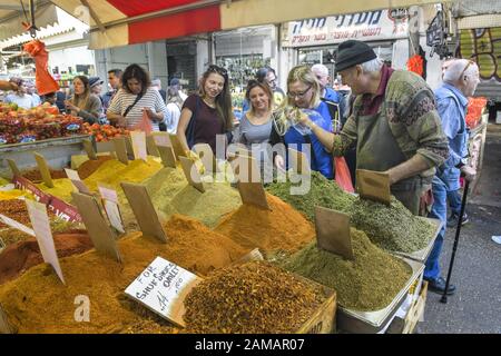 Gewürze, Carmel Markt, Tel Aviv, Israele Foto Stock