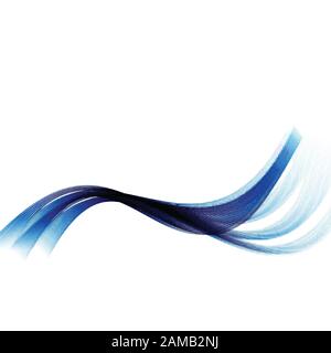 Blue wave.Abstract sfondo bianco con linee curve ondulate blu. Illustrazione Vettoriale