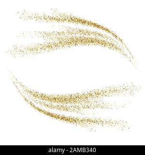 Vettore oro glitter onde astratto sfondo. Le paillettes si ondano su sfondo bianco. Illustrazione Vettoriale