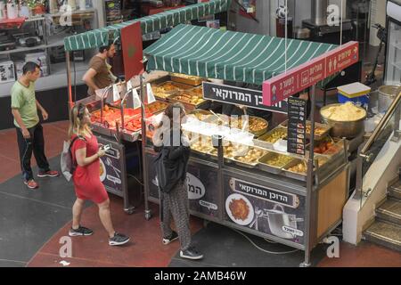 Essenstand, Einkaufszentrum Dizengoff Center, Tel Aviv, Israele Foto Stock