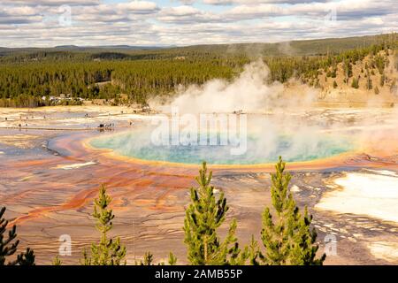 Grand Prismatic Spring Yellowstone im Nationalpark Foto Stock