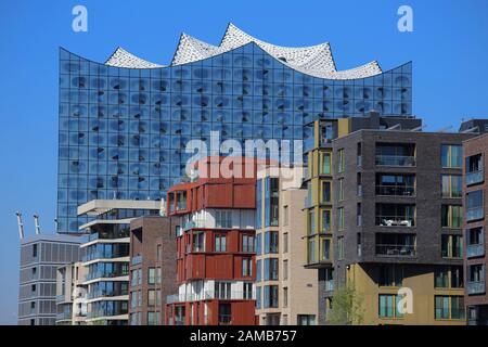 Amburgo Hafencity Grassbrookhafen Dalmannkai Elbphilhamonie Foto Stock