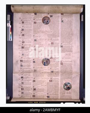 Rotolo, immagine 12 Elencato in De Ricci, Seymour, Censimento dei manoscritti medievali e rinascimentali negli Stati Uniti e in Canada. New York. N.B.: H.W. Wilson, 1935; e Supplement, New York, N.Y.: Società bibliografica d'America, 1962. Proprietà : Presentato dal Sig. E dalla Sig.ra D. J. Benoliel. In alto, più grafico del Dr. G.B. Dossier per ospiti e biblioteche. Rotolo; rotolo, immagine 12 Foto Stock