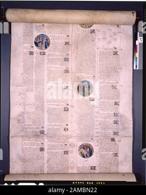 Rotolo, immagine 7 Elencato in De Ricci, Seymour, Censimento dei manoscritti medievali e rinascimentali negli Stati Uniti e in Canada. New York. N.B.: H.W. Wilson, 1935; e Supplement, New York, N.Y.: Società bibliografica d'America, 1962. Proprietà : Presentato dal Sig. E dalla Sig.ra D. J. Benoliel. In alto, più grafico del Dr. G.B. Dossier per ospiti e biblioteche. Rotolo; rotolo, immagine 7 Foto Stock