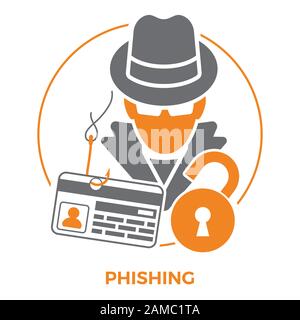 Concetto di phishing icone Illustrazione Vettoriale