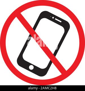Nessun vettore di icone consentito per il telefono. Firma che vieta l'uso di un telefono cellulare. Illustrazione del vettore Illustrazione Vettoriale