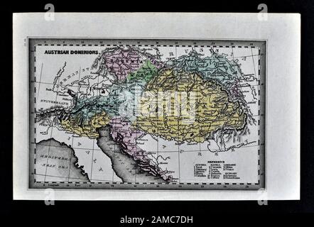 1834 Carey Mappa di Austria Ungheria Impero Budapest Vienna Europa Foto Stock