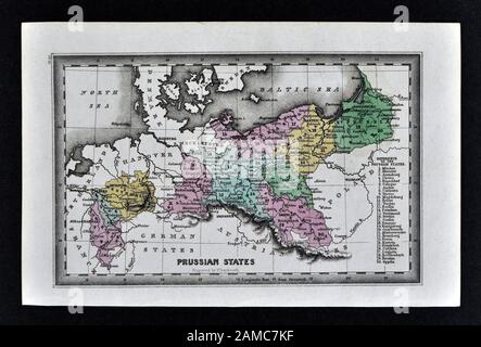 1834 Carey Mappa di Prussia Germania Polonia Berlin Brandenburg Europa Foto Stock