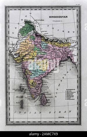 1834 Carey Mappa India Bombay Calcutta Delhi Ceylon Goa Madras Nepal Tibet Foto Stock