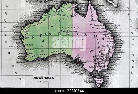 1834 Carey Mappa di Australia Antique Foto Stock