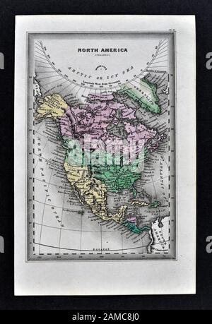 1834 Carey mappa del Nord America che mostra stati Uniti Messico Canada e Russia Alaska Territorio Foto Stock