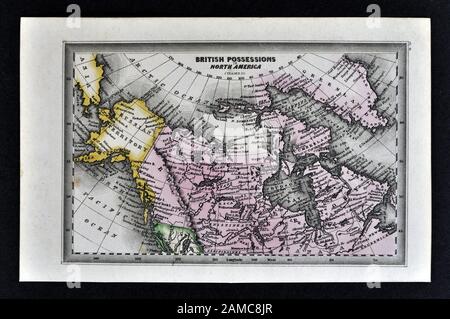 1834 Carey Mappa di British possessi in Nord America Canada e Federazione Alaska Territorio Foto Stock