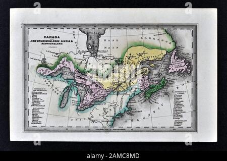 1834 Carey Mappa di superiore e inferiore Ontario Canada Quebec Nova Scotia New Brunswick Newfoundland Foto Stock