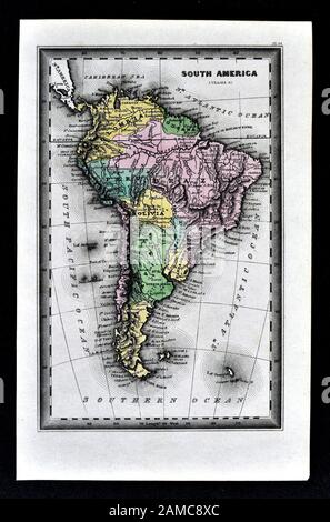 1834 Carey Map Sud America Foto Stock