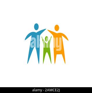 Icona della famiglia. Illustrazione vettoriale del logo dei genitori e dei bambini Illustrazione Vettoriale